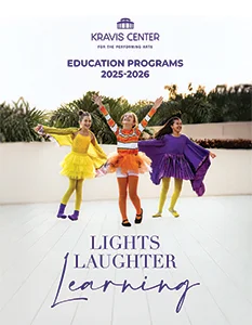 Education Programs 2025-2026 Brochure with girls in various costumes dancing outside.